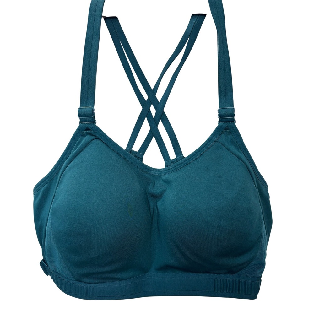 All in Motion Teal Crisscross Strap Sports Bra Highly Adjustable Band Large